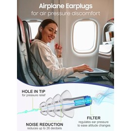 VIGOROAD Tapones Para Los Oídos Para El Alivio De La Presión De Los Oídos Del Avión, 2 Pares Adultos De Silicona Suave Reutilizables Tapones Para Los 