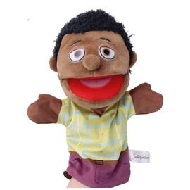Hand Puppets Black Family Puppets for Kids, Interactive Toys for Boys Girls, Plush Family Stuffed Animal Story Toys Gifts for 3-6 Year Old Boy (Father)