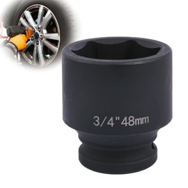 Deep 6-Point Impact Socket 3/4" Drive 48mm,Chrome Molybdenum Steel, Anti-Rust Metric Hex Socket for Car Repairs and Impact Wrench