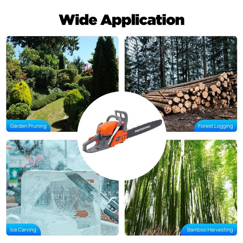 FIPINIXK 60CC Handheld Petrol Chain Saw, 2-Stroke Gas Powered Chainsaw