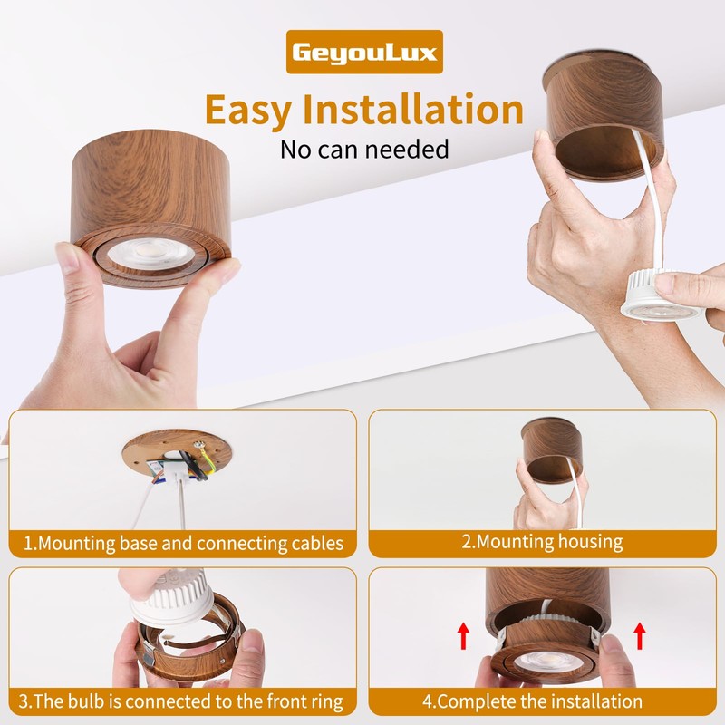GeyouLux LED Surface-Mounted Spotlight, Dimmable, Extra Flat & 30° Swivel,