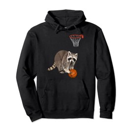 Raccoon Playing Sports Basketball Animal Common Raccoon Pullover Hoodie