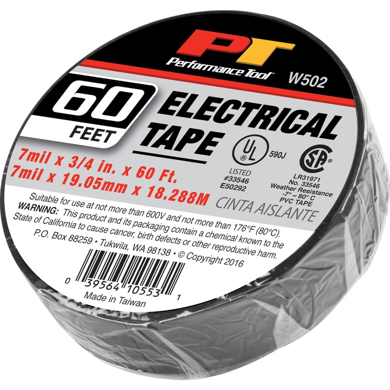Performance Tool W502 Electrical Tape, 3/4" x 60'