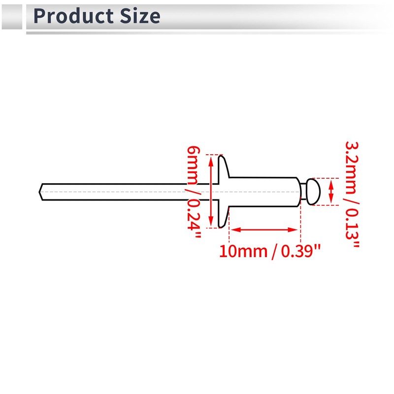 RATCHROLL 50 Pcs Open End Large Flange Blind Rivets 3.2mm