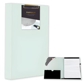 Mint Green A4 Padfolio Clipboard Folder with Notepad Pen Loop & Interior Pocket