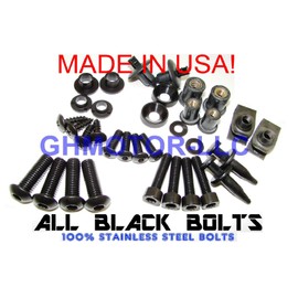 GHMotor Complete Fairings Bolts Screws Fasteners Kit Set Made in USA for 1988 1989 1990 1991 1992 1993 1994 1995 1996 1997 KAWASAKI 600R - Black