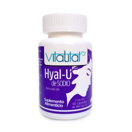 Vitalitat - Hyal U | Suplemento que promueve la producción de Ácido Hialurónico | Bote con 60 cápsulas de 400 mg c/u | Tratamiento para 2 meses | Tu piel y cabello radiante | Cuida de articulaciones, huesos y uñas