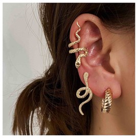 Yheakne Punk Snake Ear Climber Earrings Gold Serpent Cartilage Earrings Snake Ear Wrap Earrings Gothic Snake Earrings Jewelry for Women