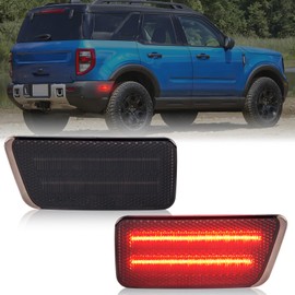 POPMOTORZ LED Side Marker Lights Assembly for 2021 2022 2023 2024 Ford Bronco Sport Gen 6 U725 Rear Fender Bumper LED Side Marker Lamps Smoked Lens 2 Pack