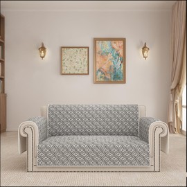 ALIECOM 100% Waterproof Loveseat Covers for 2 Cushion Couch Sofa Slipcovers Love Seat Couch Covers Washable Printed Non Slip Furniture Protector with Pockets for Dogs (Medium-XL, Checkered Gray)