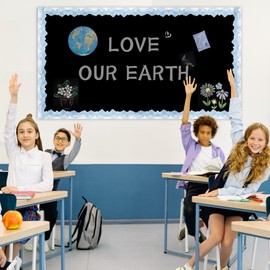 Bulletin Board Border Cloud Display Borders Classroom Decoration for School/Office/Party 65.61 ft (Blue)