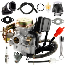 GY6 50cc Carburetor Compatible with 49CC 4-Stroke Scooter ATV Go Karts Quads Moped Carburetor 50CC PD18J Engine 139QMB Carb with Intake Manifold