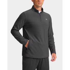 Pudolla Golf Pullovers for Men 1/4 Athletic Running Long Sleeve Cold Weather Fleece Sweater Men(Dark Grey L