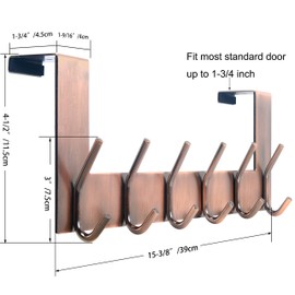 WEBI Over The Door Hooks for Hanging,Door Hanger,Over The Door Towel Rack,Door Coat Rack for Clothes,Hats,Antique Copper,2 Packs