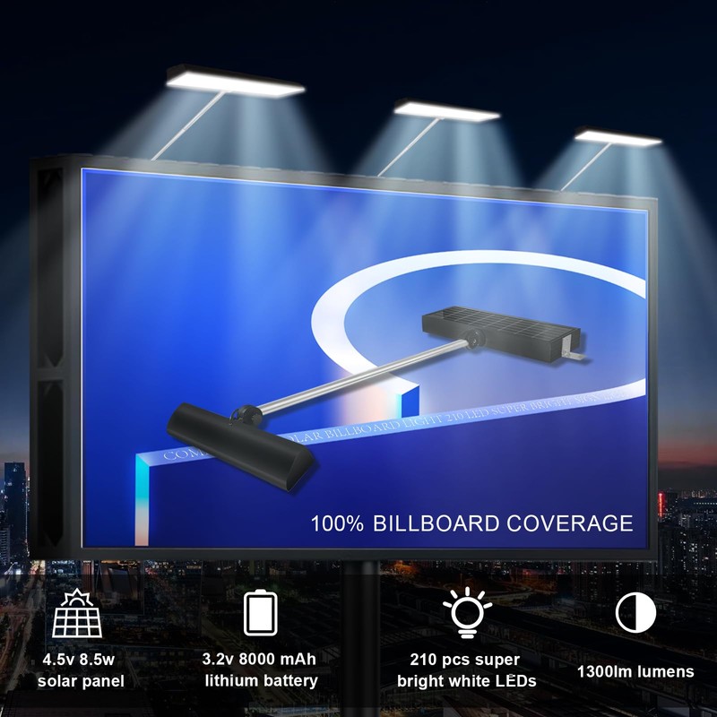 Sign Lights Solar Powered, 210Pcs LED 8000mAh Battery Solar Billboard