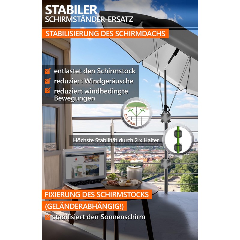 4smile SunnyGuy 2 x Parasol Holder Balcony Railing Anthracite +