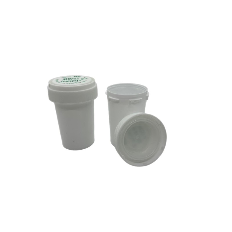 White Plastic Vials with Child-Resistant Caps, 20 Dram - 3
