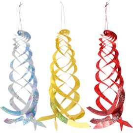 DECYOOL 15 Pcs Bird Spiral Reflectors 15.8 Inch Hanging Reflective Bird Device Reflective Spinner for Avoid Birds Animal from House Garden Patio Lawn（Silver, Red, Gold）