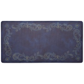 J&V TEXTILES Oversized 20"x39" Anti-Fatigue Embossed Floor Mat (Tuscan Fleur Navy)