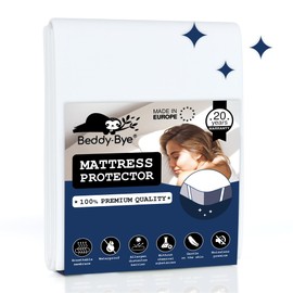 Mattress Protector 90x200 cm Single Bed Waterproof and Breathable Beddy-Bye® with 4 Elastic Corners - Eco-Responsible Made in EU and Oeko-Tex®