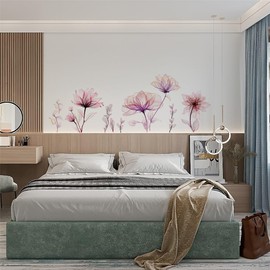 Wall Sticker Flowers, Pink Flowers Wall Sticker, Wall Sticker Living Room Bedroom Bathroom Wall Decoration (Pink