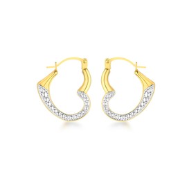 Carissima 9ct 2 Colour Gold Heart Creole Earrings
