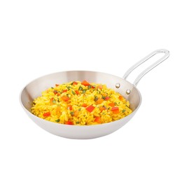6.5 Inch Mini Skillet, 1 Curved Cooking Skillet - Stain Resistant, With Handle, Silver Stainless Steel Frying Skillet, Dishwasher Safe, For Meals Or Desserts - Restaurantware