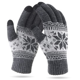 Veni Masee Winter Touchscreen Gloves, Snow Flower Print, Keep Warm, for Men and Women - 20