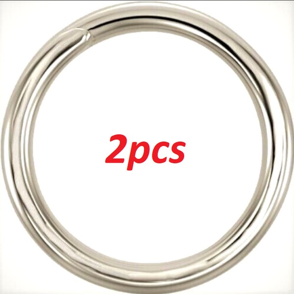 JewelryMaven (2) 6.5mm OD 14k Round Solid White Gold Round