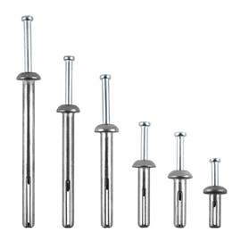 Hammer Drive Nail-in Anchors, 6 Sizes Assortment – Cement Wall Anchors for Concrete Brick Block – Zinc Plated Masonry Fasteners for Electrical Boxes, Brackets, Frames，35 PCS