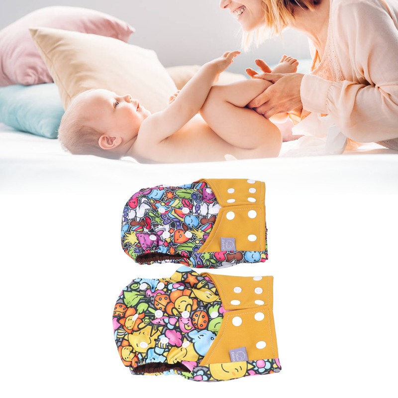 2pcs Cloth Diapers 6 Layer Structure Washable Reusable Elastic Waistband