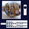 Blue Silver Gradient Press on Nail Leaf French Tip False