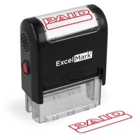ExcelMark Paid Self Inking Rubber Stamp - Red Ink with 5cc Refill Ink