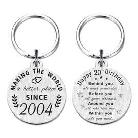 ABBNT 20th Birthday Gifts for Women Men, Born in 2004 Gifts, 20 Year Old Birthday Keychain, 2004 Birthday Decorations