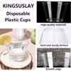 KINGSUSLAY 9 oz Glitter Sliver Plastic Cups, Disposable Clear Fancy