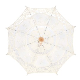 Greensen Lace Parasol Wedding Umbrella for Women, Wedding Handheld Lace Parasol Umbrella for Lady Party Decor Dancing Photo Costume Party Supplies (Beige)