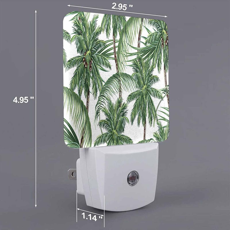 Chrobak LED Night Light,Green Tropical Leaves Palm Trees LED Night