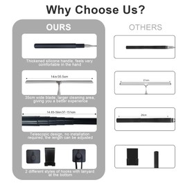 Squeegee for Window Cleaning(59IN),Shower Squeegee with Extension Pole Squeegee,Glass Cleaning Tools with 14" Silicon Squeegee &14" Microfiber Scrubber,Window Squeegee for Glass Door,Car,Floor