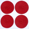 Round Braided Woven Polypropylene Plastic Coaster Set of 4 (Red)