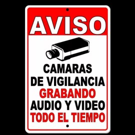 Custom Signs Spanish Aviso Warning 24 Hour Video Surveillance Camera Metal Sign