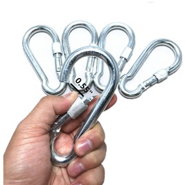 ESKONI 5 Pc 4.5" Big Heavy Duty 750LBS Stainless Steel Non Rust Spring Snap Keychain Clip Hook Carabiner Screw Lock Key Ring Hook with Spring Loaded Gate,Outdoor, Camping, Traveling, Hiking etc