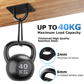 6 PCS Black Eye Plate with 6 Carabiners & 24 Screws, Cold-rolled Steel Pad Eye Plate Heavy Duty, Pad Eye Plate Suspension Ceiling Hook for Hanging Basket Planters, Roof Beam, Ceiling Fan, Shade Sail