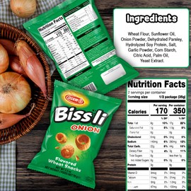 Osem Bissli Onion Flavored Crunchy Wheat Snack -No Food Coloring or Preservatives, 2.5 Ounce Bags (Pack of 10)