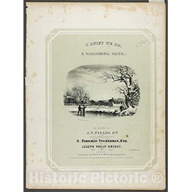 Historic Pictoric Print : O Swift We Go, a Sleighing Song, Benjamin Champney, c 1845, Vintage Wall Decor : 18in x 24in