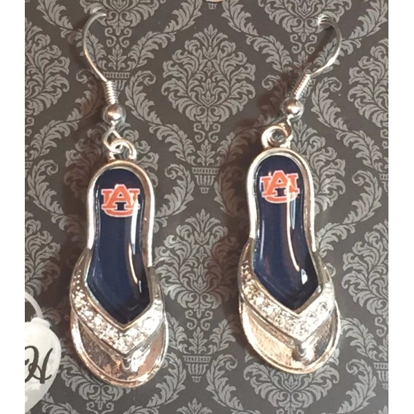 New Auburn Tigers Flip Flop Earrings, Stocking Stuffers, Fish Hook