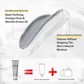 VGO Facial Cleanser, Daily Face Wash for Deep Pore Cleanser and Makeup Remover for Sensitive Oily Skin, Double Tube Design with Hyaluronic Acid, 3.52 Oz