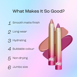 Play Smooth Operator Lip Crayon | Long Wearing & Pigmented | Can be used on your Eyes, Lips and Cheeks | 3.3gm (01 MLBB)