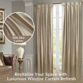 Croscill Classics Satin Single Piece Luxurious Curtain for Living Room Window, Lustrous Antique Satin Window Curtain for Bedroom, Dual Hanging Design, Avignon, 26x84 Champagne