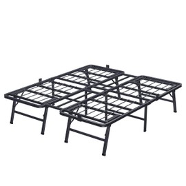 VIPSHOW 18 Inch Queen Metal Bed Frame Folding Bed Frame Tool-Free Assembly Mattress Foundation No Box Spring Needed Platform 2500lbs Heavy Duty Steel Slats, Noise-Free, Easy Assembly, Black