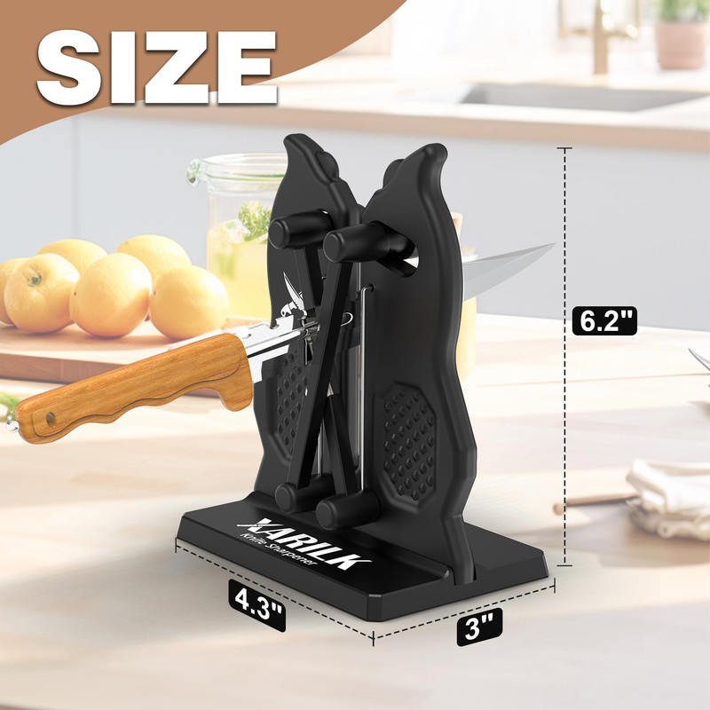 XARILK Edge Kitchen Knife Sharpener – Pull-Through Manual Sharpener with